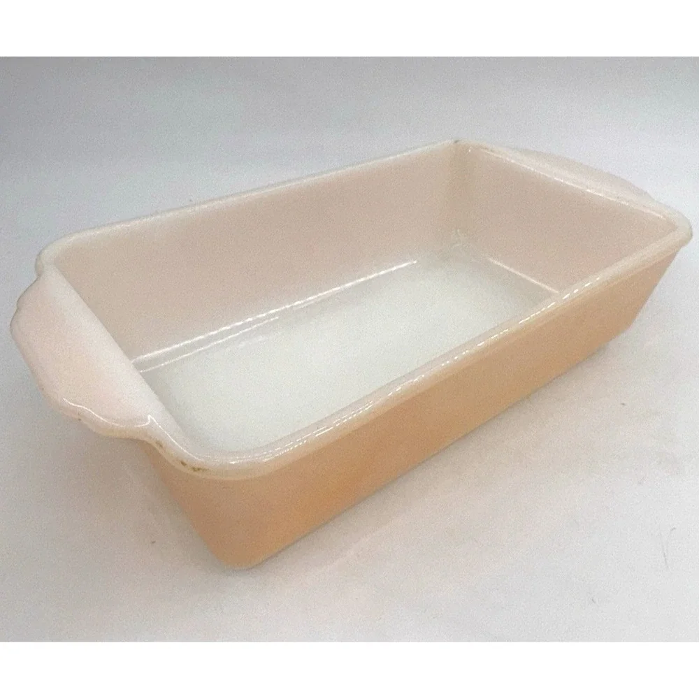 Set of 2 Anchor Hocking Fire King Peach Lustre Loaf Pans 409 1 QT/410 1.5 QT VTG